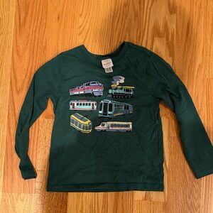 Hanna Andersson Forest Green Train Long Sleeve Tee